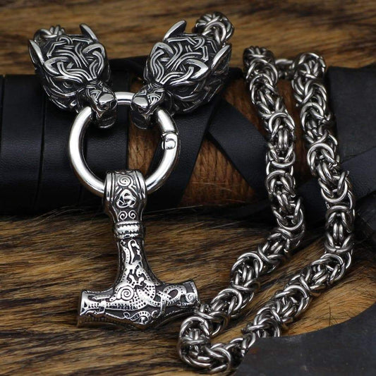 Vikings Wolf Hammer Massive Stainless Steel Chain