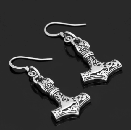 Vikings Mjolnir Stainless Steel Earrings