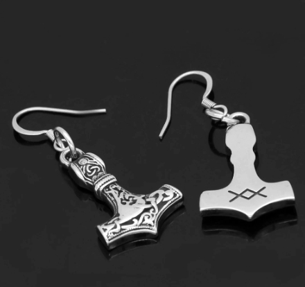 Vikings Mjolnir Stainless Steel Earrings