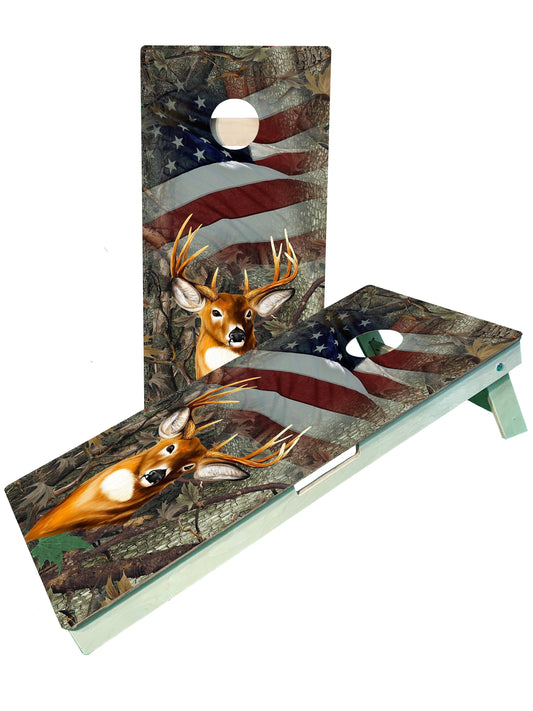 Buck American Flag Cornhole Boards