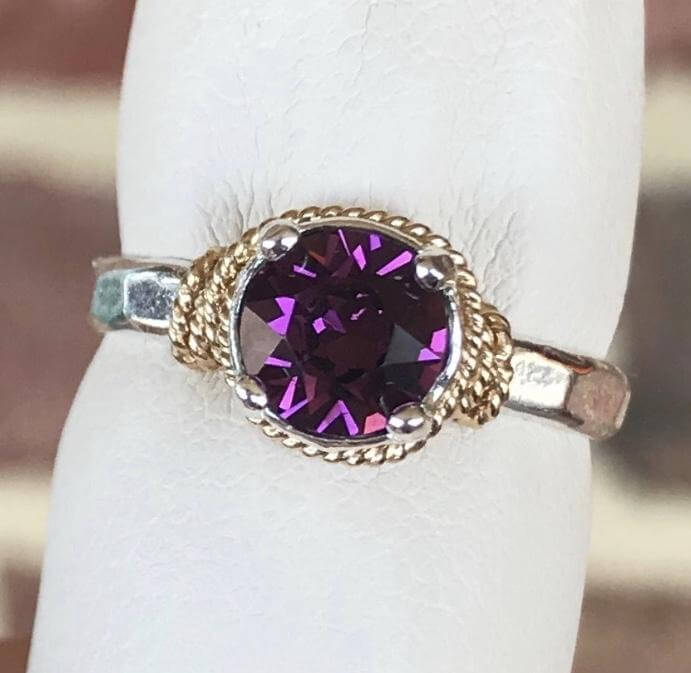 Hand Hammered Birthstone Ring