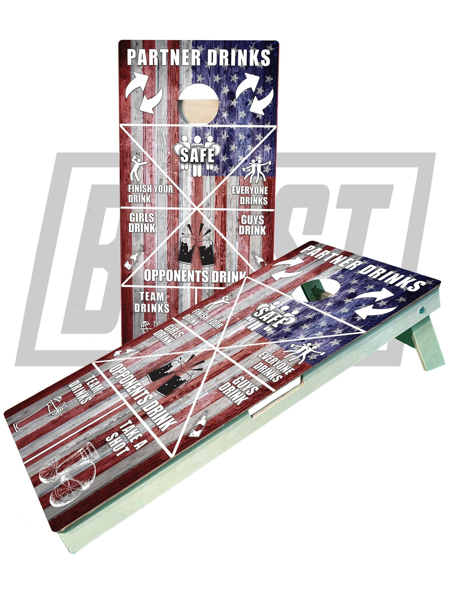 Drinking Game Shots American Flag Cornhole Boards