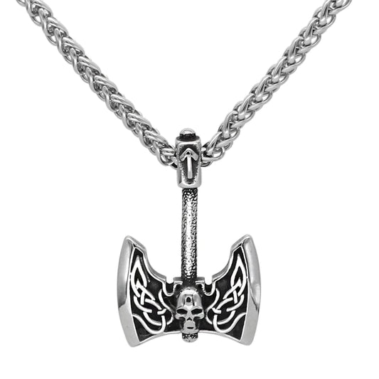 Vikings Axe and Tiwaz Rune Stainless Steel Necklace