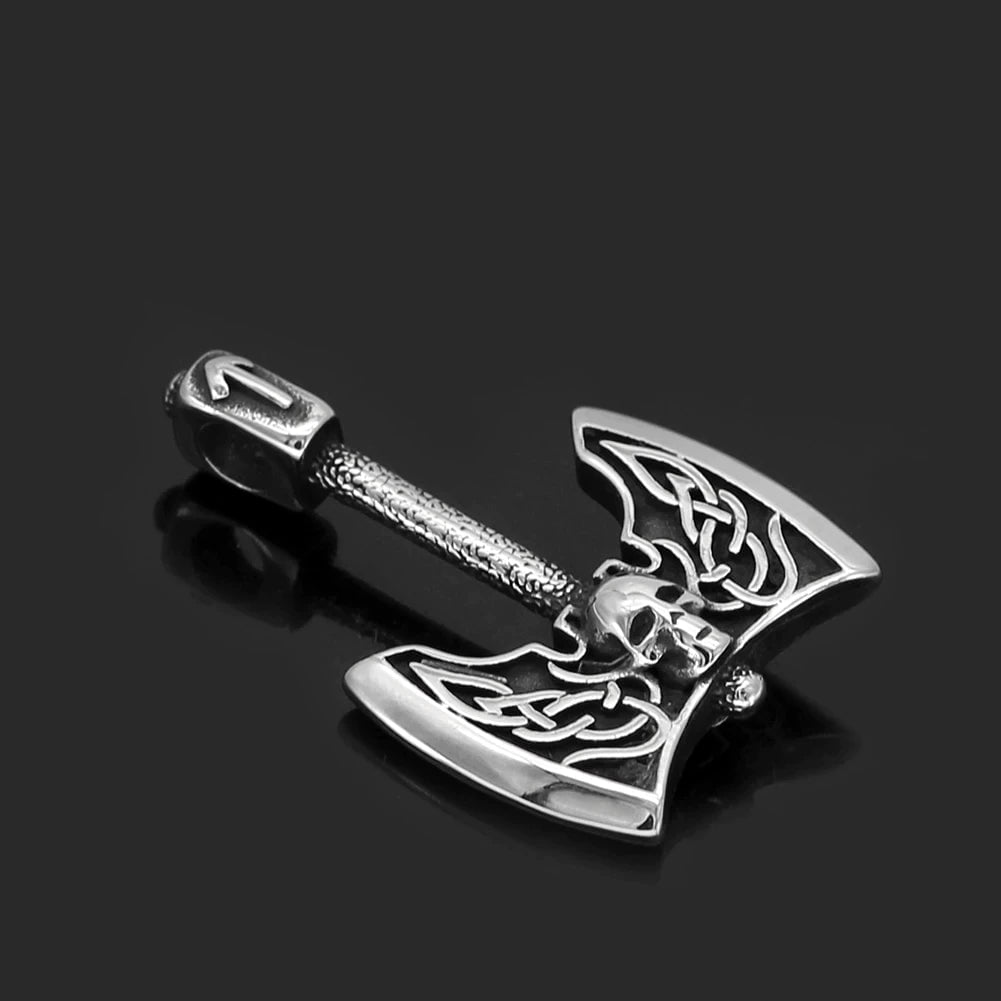 Vikings Axe and Tiwaz Rune Stainless Steel Necklace