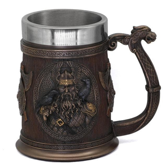 Ancient Treasures' Viking Thor and Odin Heavy Stainless Steel Tankard Mug