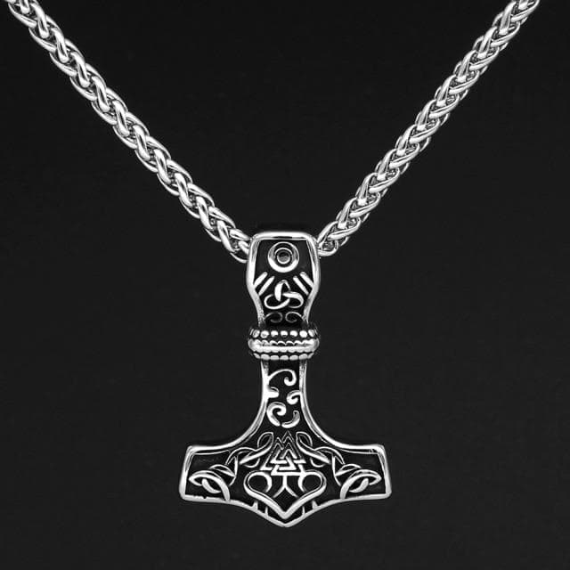 Vikings Mjolnir & Valknut Stainless Steel Necklace