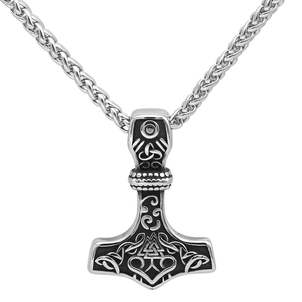 Vikings Mjolnir & Valknut Stainless Steel Necklace