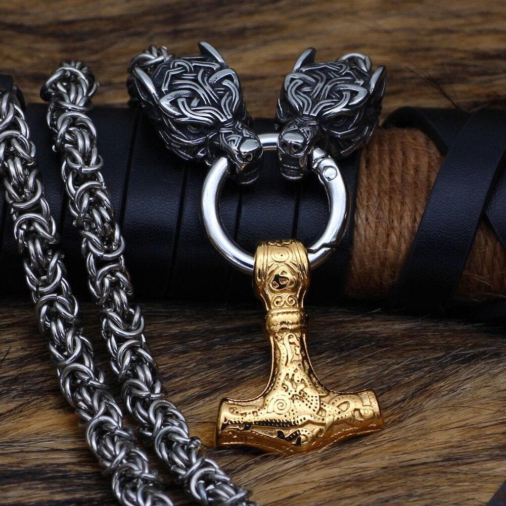 Vikings Wolf Hammer Massive Stainless Steel Chain