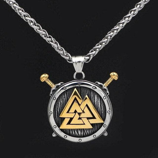 Vikings Valknut and Sword Stainless Steel Necklace