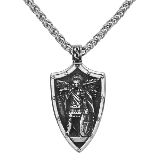 Roman St.Michael Shield Stainless Steel Necklace