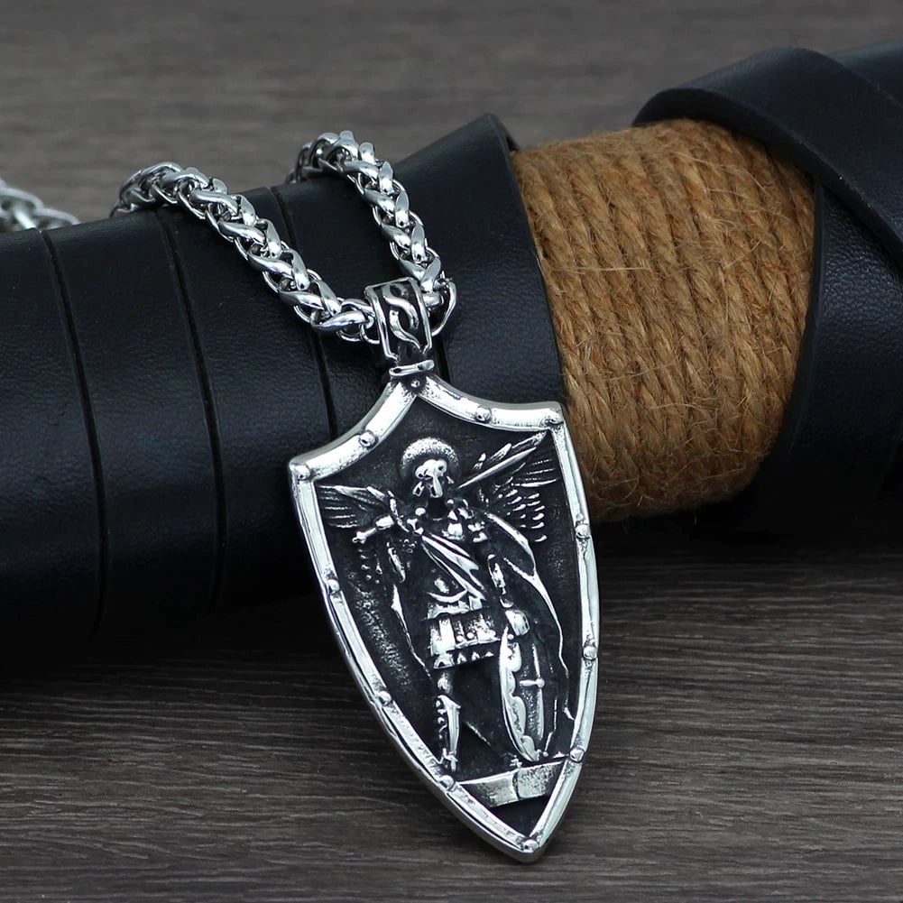 Roman St.Michael Shield Stainless Steel Necklace