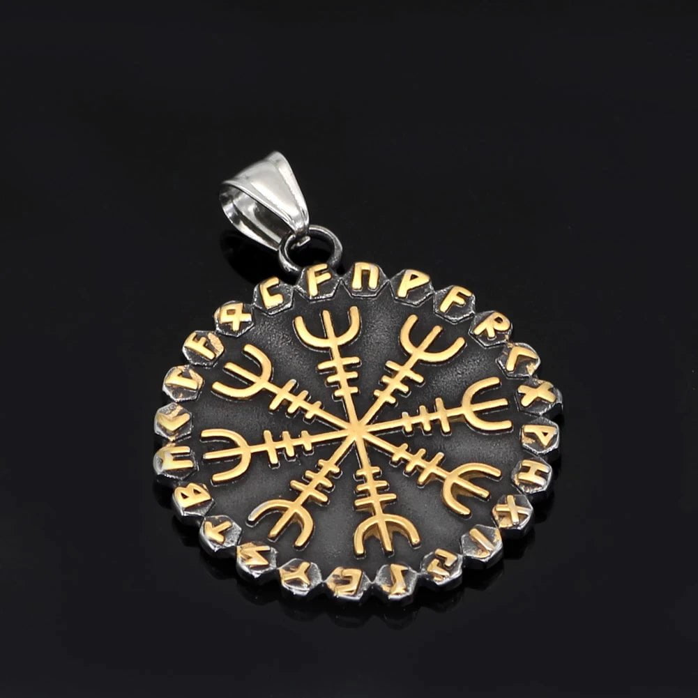 Vikings Helm of Awe Compass Rune Pendant Necklace