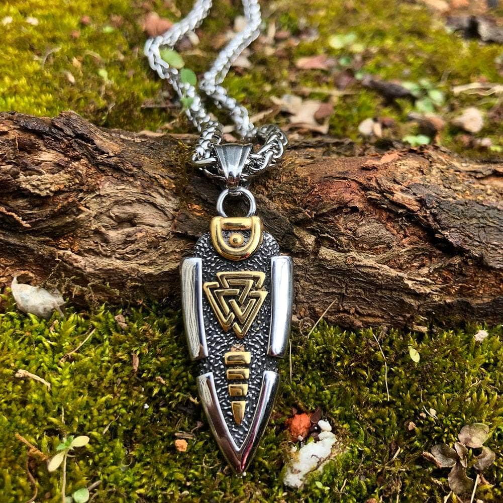 Vikings Odin's Gungir Valknut Stainless Steel Necklace
