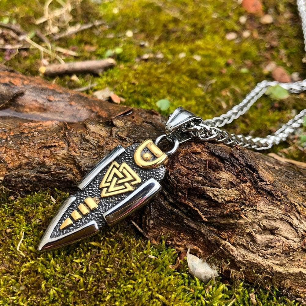Vikings Odin's Gungir Valknut Stainless Steel Necklace