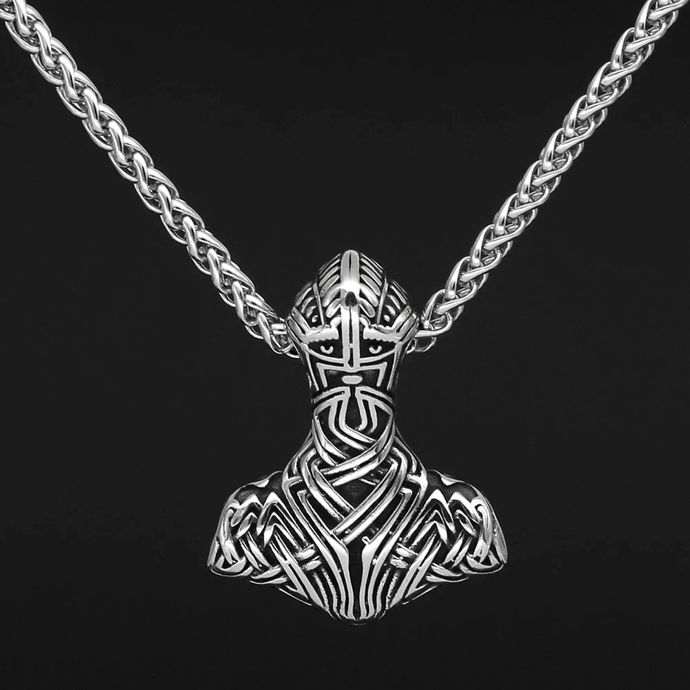 Vikings Thor Hammer Warrior Stainless Steel Necklace