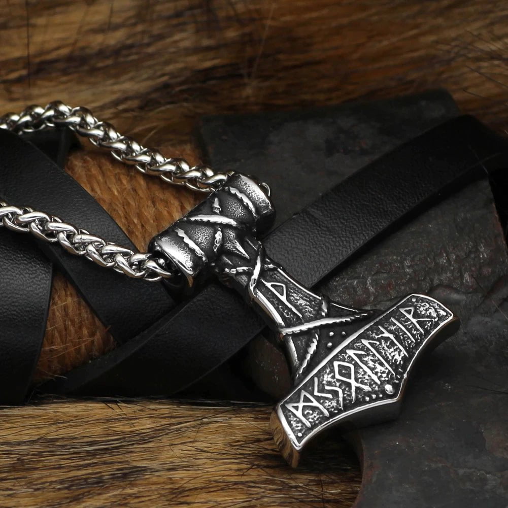 Vikings Thor's Hammer Rune Stainless Steel Necklace