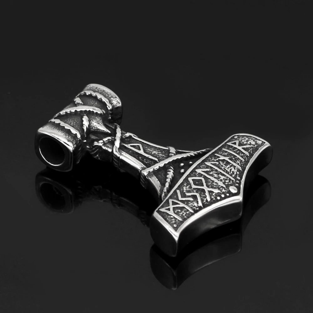Vikings Thor's Hammer Rune Stainless Steel Necklace