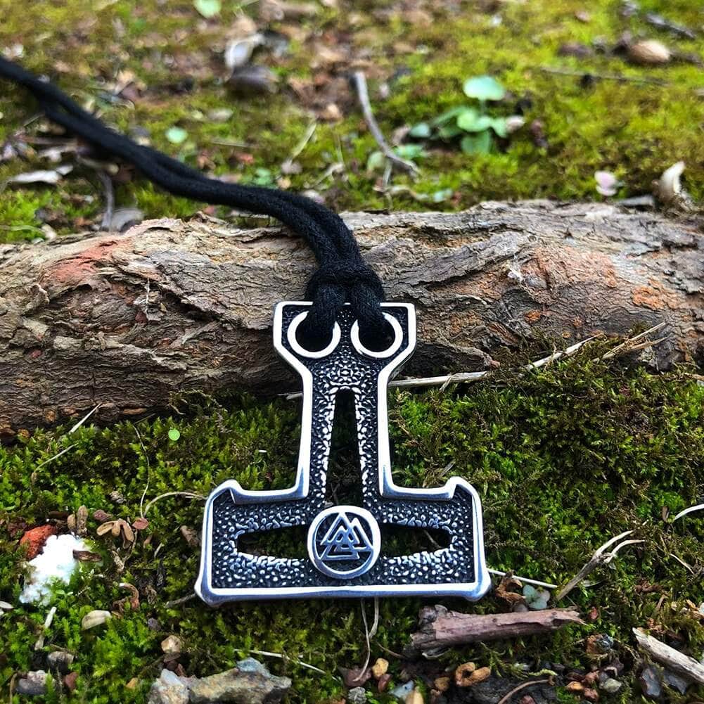 Vikings Thor's Hammer Valknut Stainless Steel Necklace