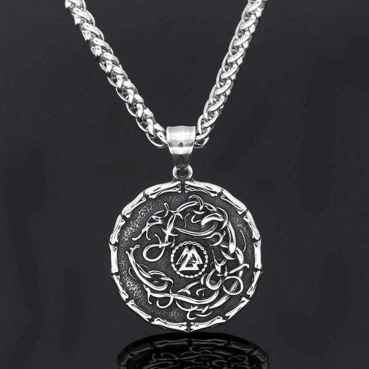 Vikings Valknut Celtic Knot Stainless Steel Necklace