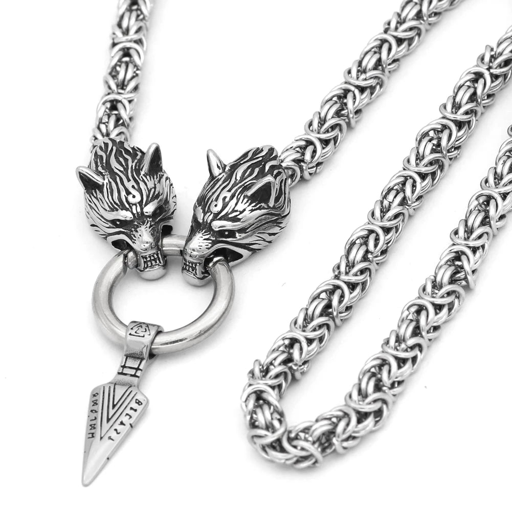 Vikings Fenrir Gungnir Stainless Steel Necklace