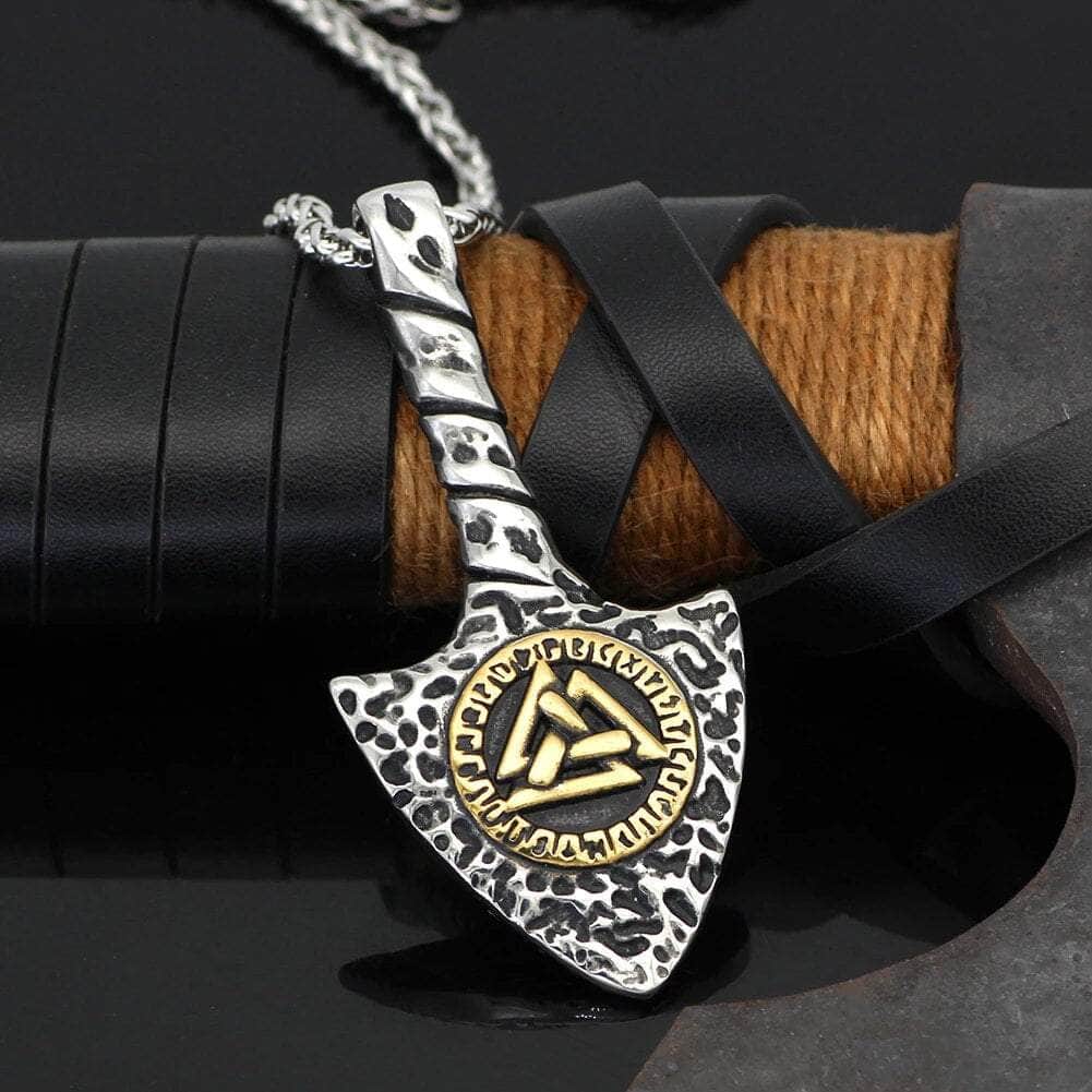 Vikings Runes and Valknut Stainless Steel Necklace