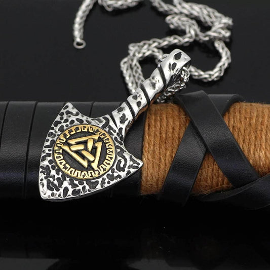 Vikings Runes and Valknut Stainless Steel Necklace