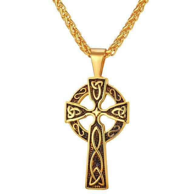 Celtic Triquetra Irish Cross Stainless Steel Pendant Necklace
