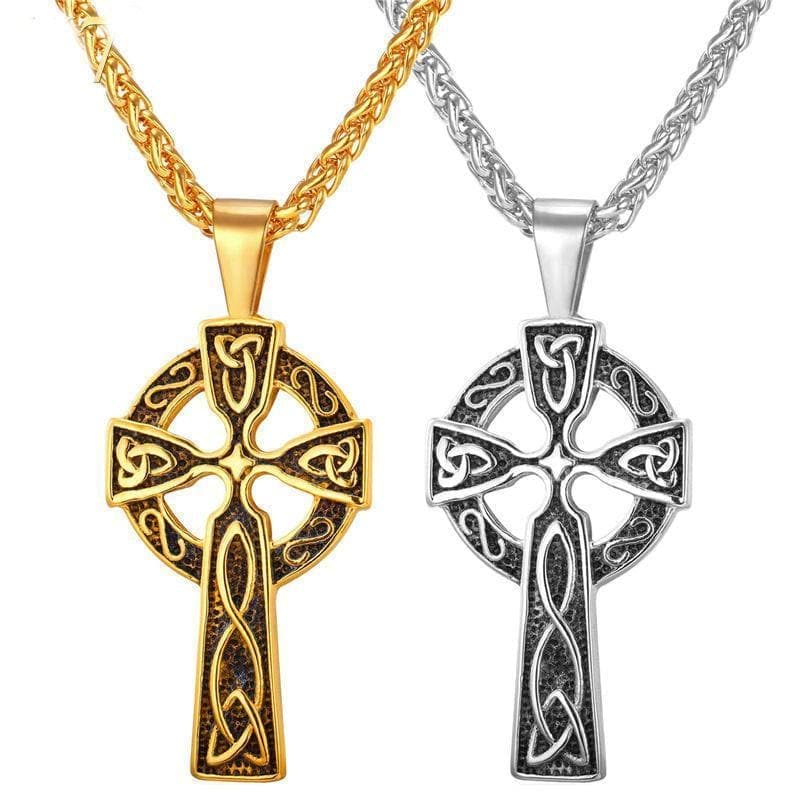 Celtic Triquetra Irish Cross Stainless Steel Pendant Necklace