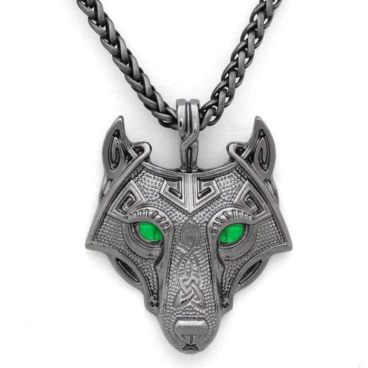 Vikings Wolf Eye Colored Pendant Necklace