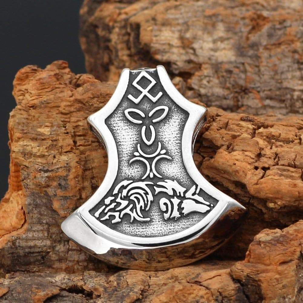 Viking Wolf Fenrir Norse Axe Pendant & Necklace
