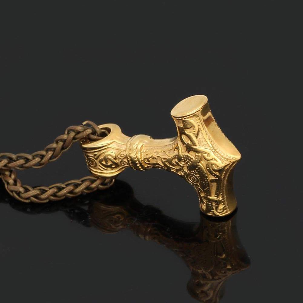 Vikings Golden Mjolnir Stainless Steel Necklace
