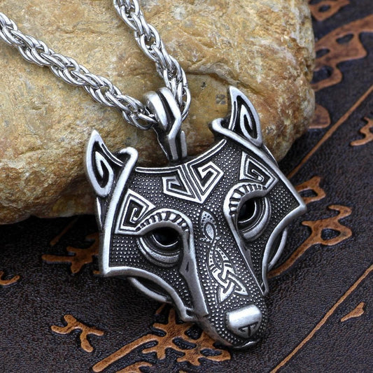 Viking Wolf Head Necklace