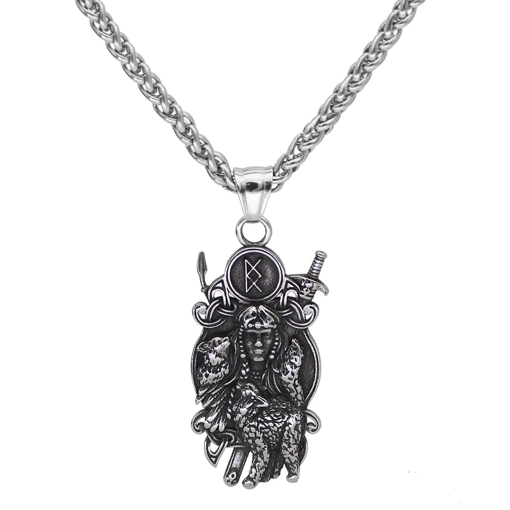 Vikings Freya and Inguz Rune Stainless Steel Necklace