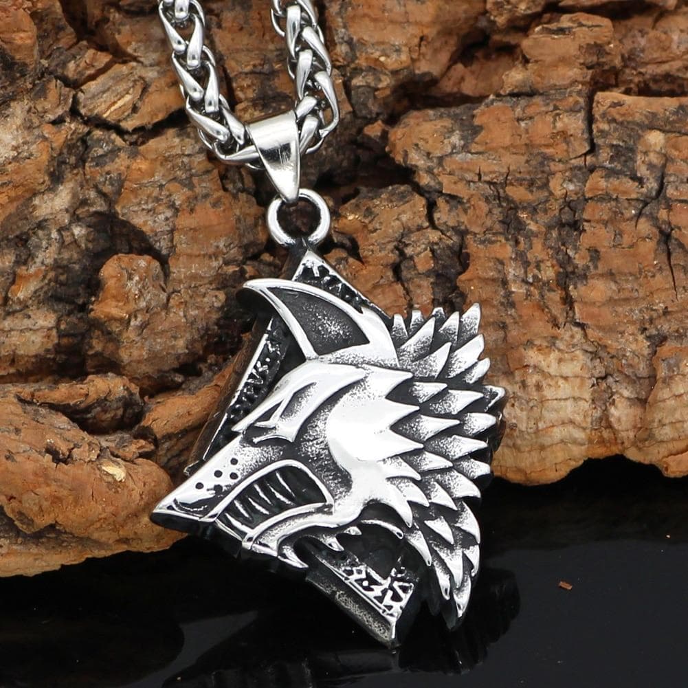 Viking Wolf Fenrir Stainless Steel Pendant & Necklace