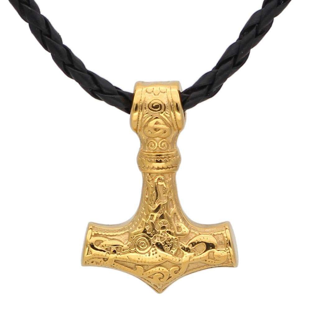 Vikings Golden Mjolnir Stainless Steel Necklace