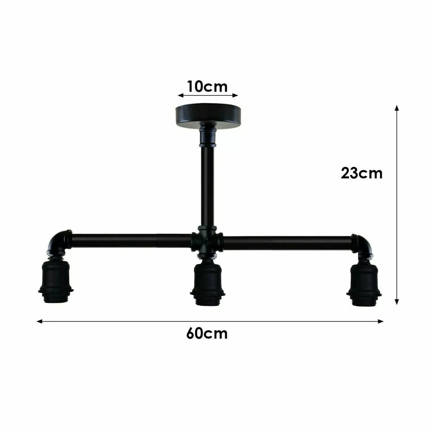 Vintage Pipe Hanging Lights Silver Fixture 3 Heads Metal Lamp~1858