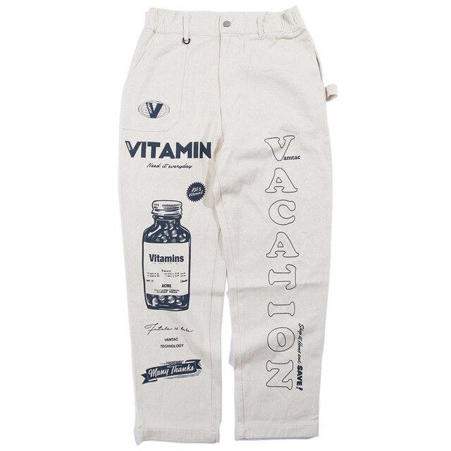 Men High Street Elastic Waist Fashion Baggy Hip Hop Style Men Streetwear