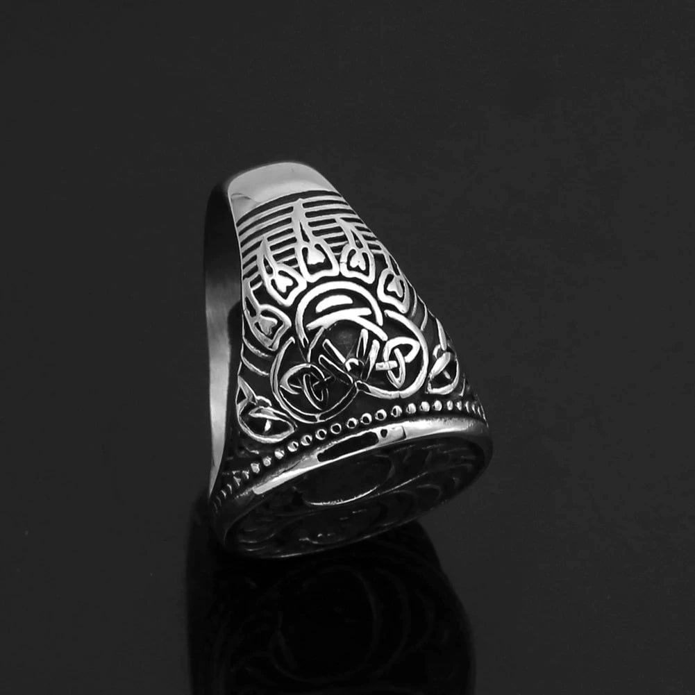 Vikings Yggdrasil and Wolf Paw Stainless Steel Ring