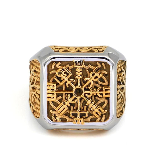 Viking Vegvisir Yggdrasil Solid Stainless Steel Ring