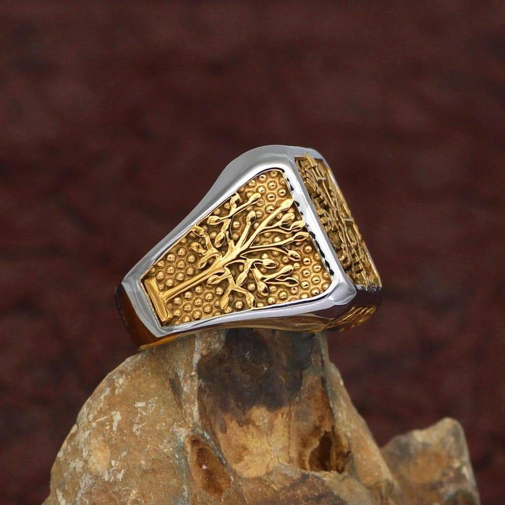 Viking Vegvisir Yggdrasil Solid Stainless Steel Ring