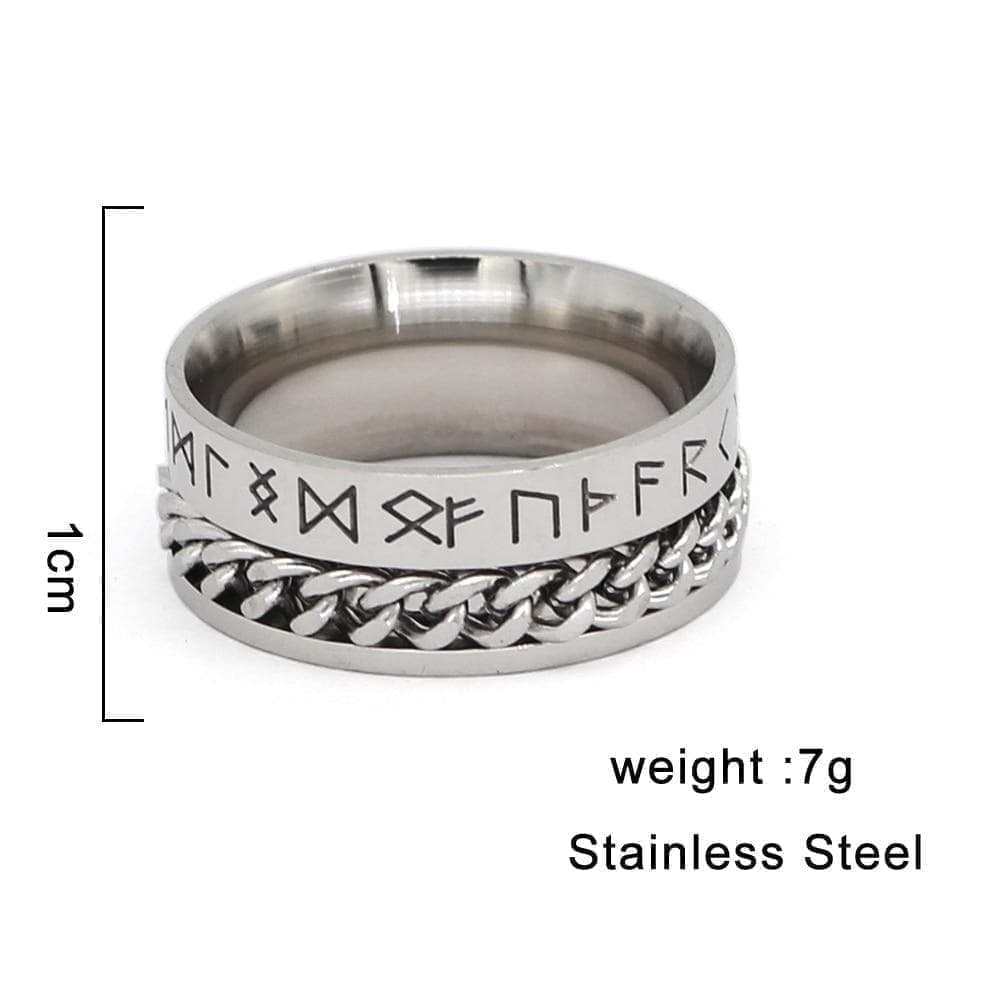 Viking Nordic Runes Solid Stainless Steel Ring