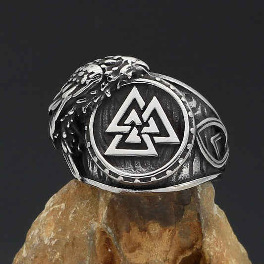 Viking Valknut Odin's Raven Stainless Steel Ring