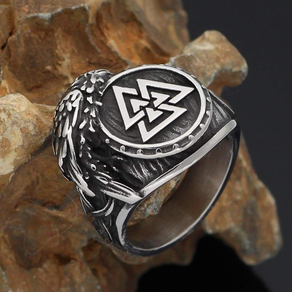 Viking Valknut Odin's Raven Stainless Steel Ring