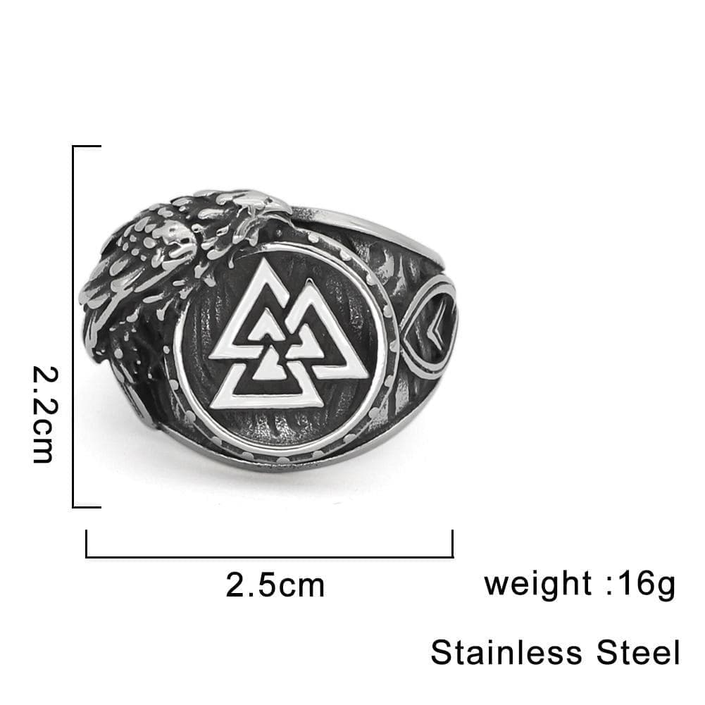 Viking Valknut Odin's Raven Stainless Steel Ring