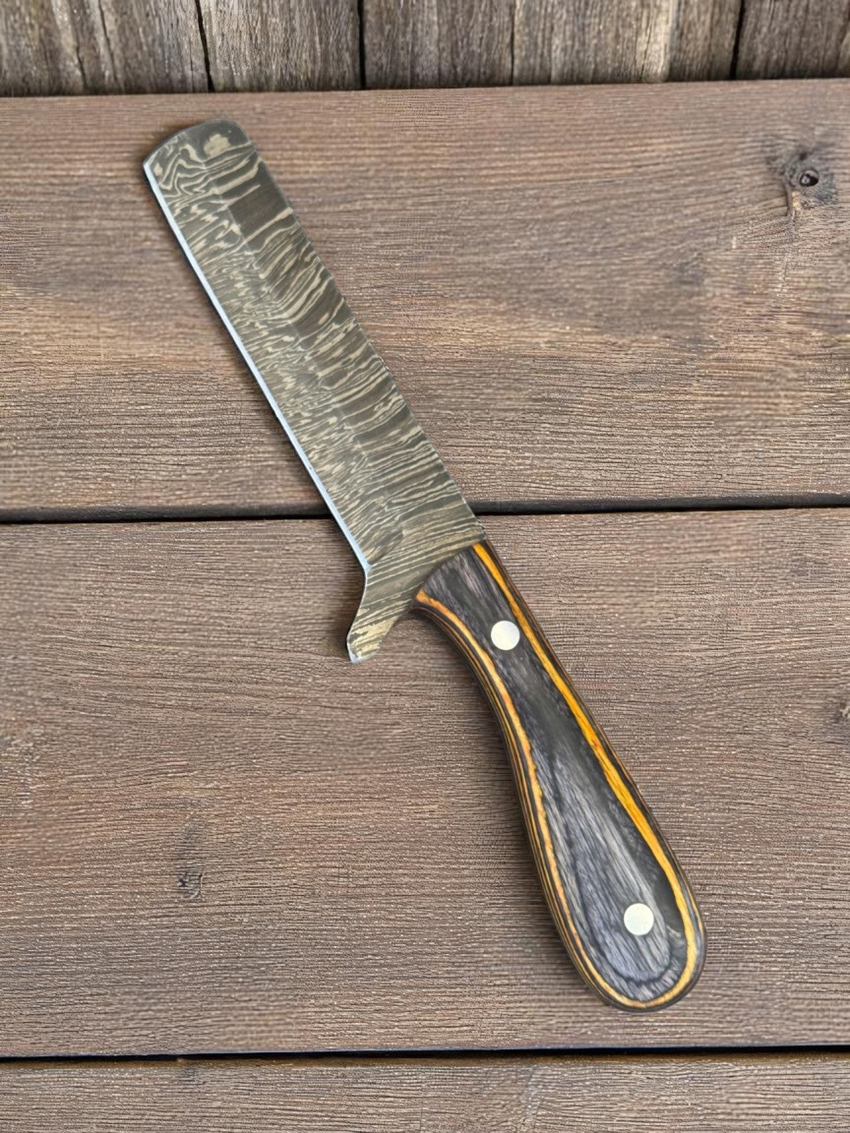 Custom Handmade Bull Cutter Knife – Damascus Steel