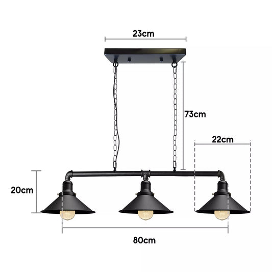 Industrial Steampunk 3 Way Ceiling Lights Black ~901