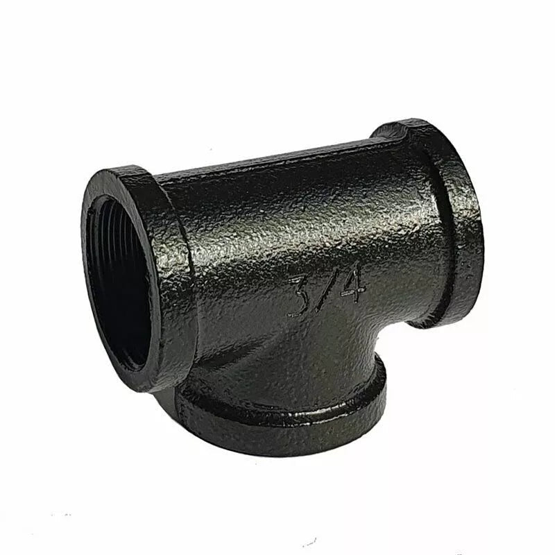 3/4 BSP MALLEABLE iron pipe BLACK Painted T Connecter with Nut pipe fitting~4528