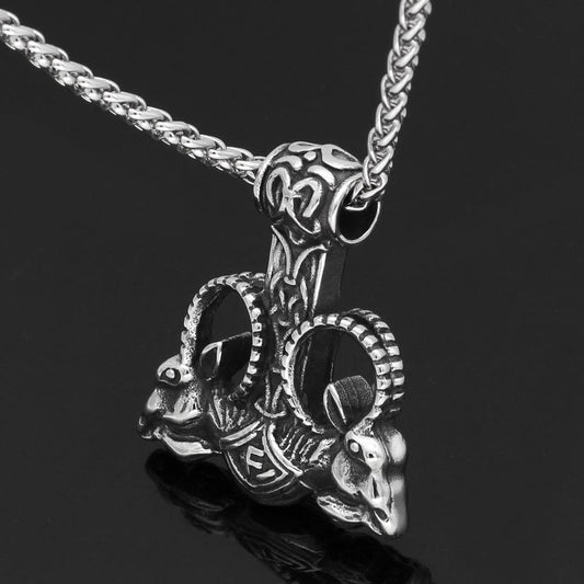 Vikings Thor's Rams Stainless Steel Pendant Necklace