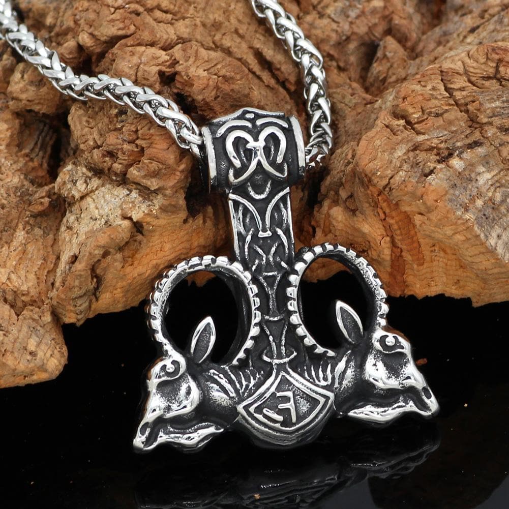 Vikings Thor's Rams Stainless Steel Pendant Necklace